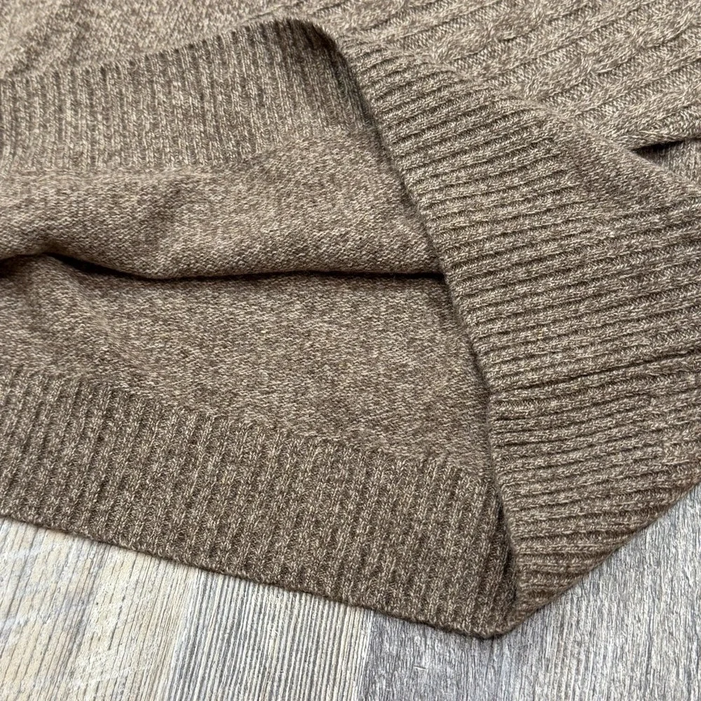 Jos A Bank 1905 Men's XL‎ Brown Wool Blend Henley Sweater Mock Neck Cable Knit